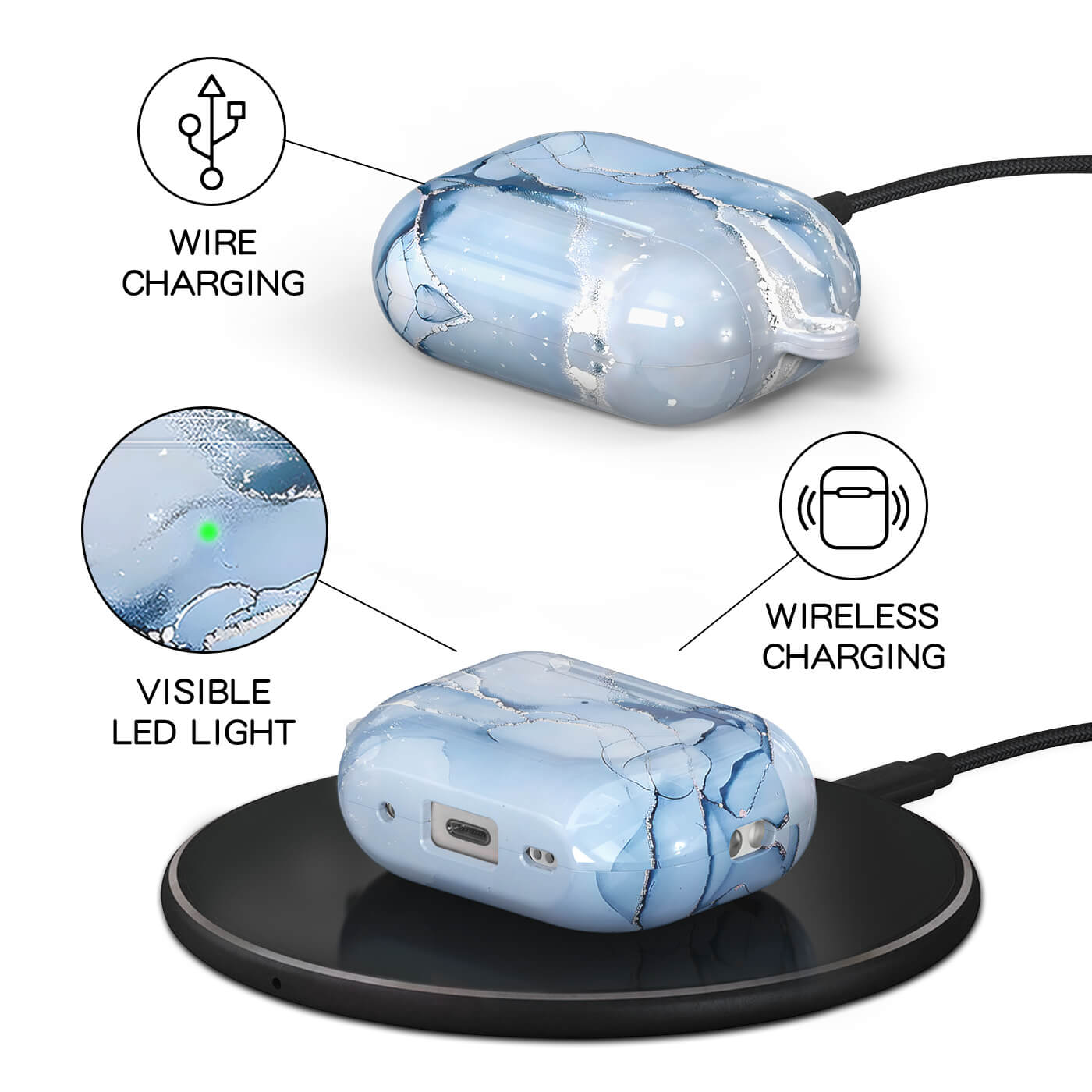 Blue Gray Jade | AirPods Series Shockproof Protective Case