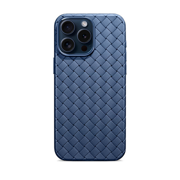 Navy Blue | iPhone Leather Woven Magsafe Case