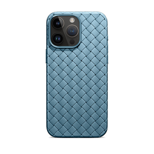 Peak Blue | iPhone Leather Woven Magsafe Case