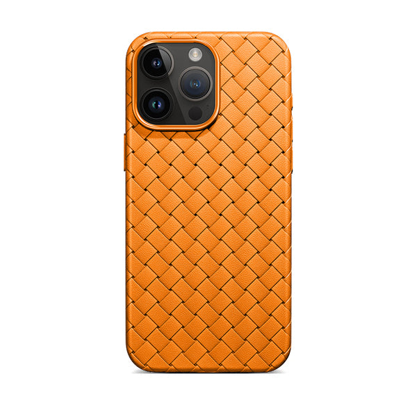 Kumquat Orange | iPhone Leather Woven Magsafe Case