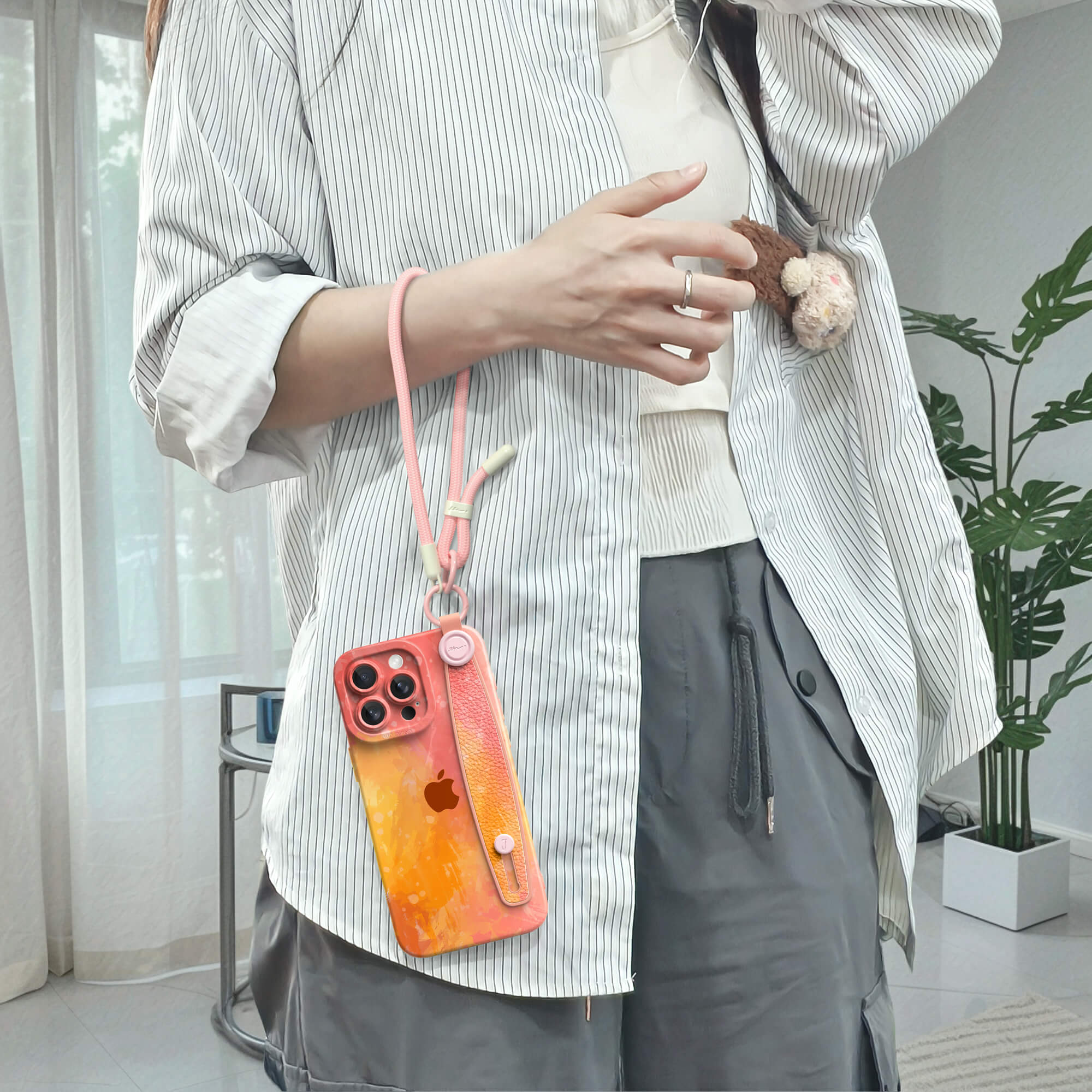 Orange-Red Seaweed | iPhone Series Multifunctional Wristband Case