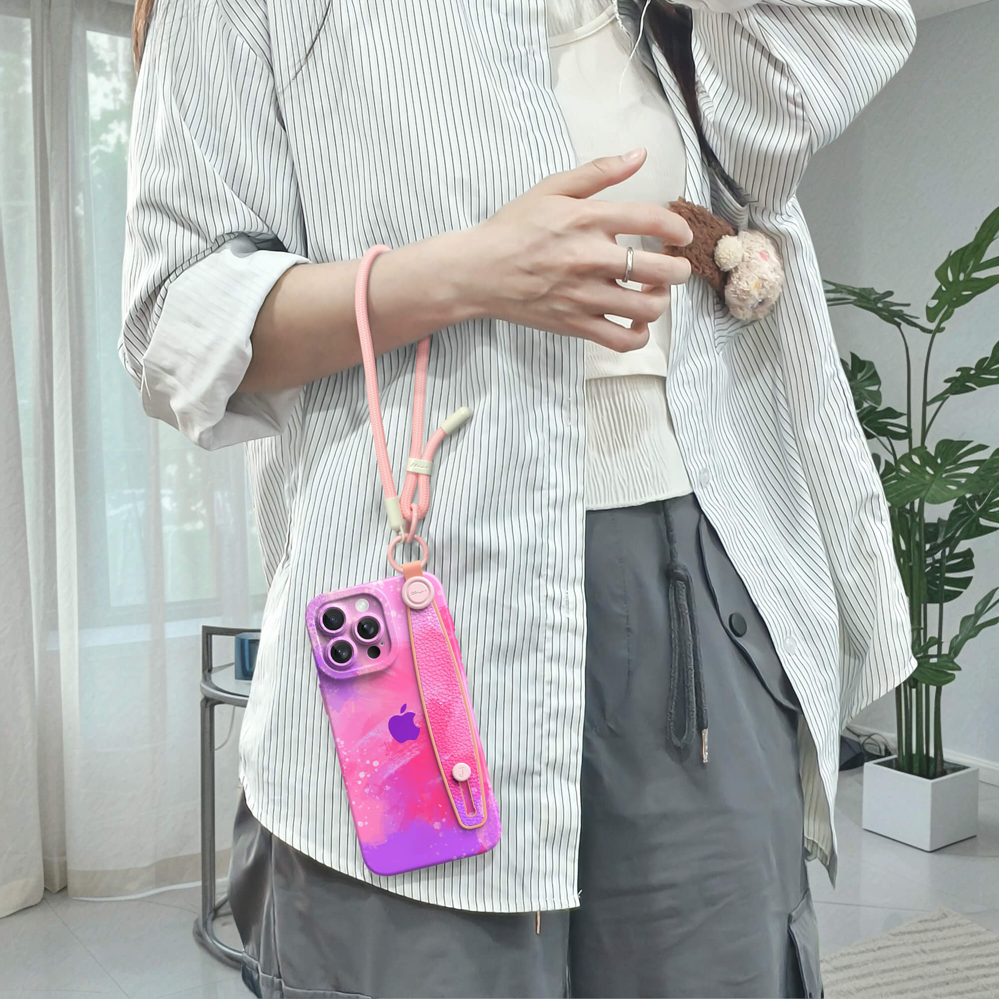 Pink Purple Coral | iPhone Series Multifunctional Wristband Case