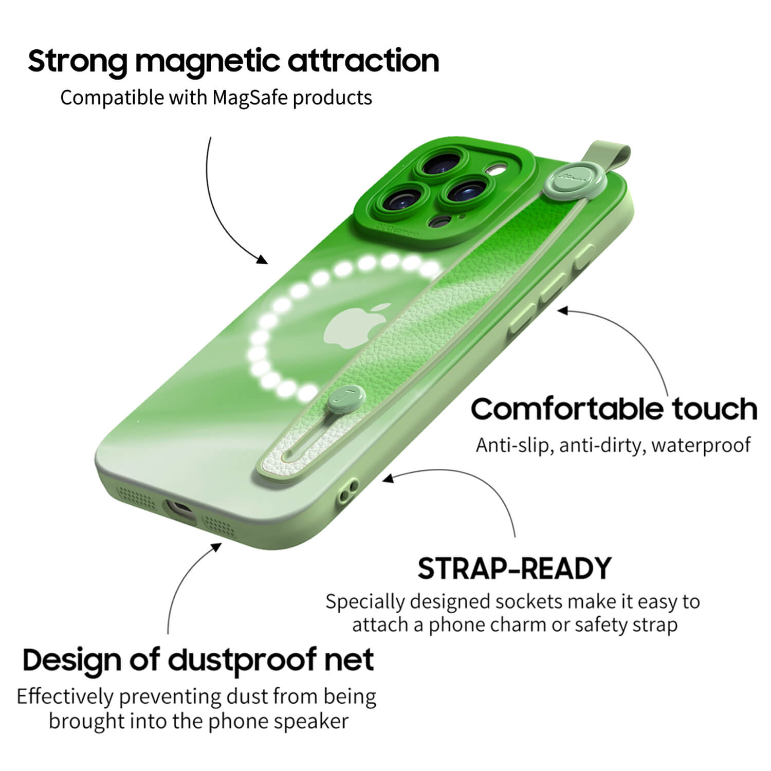 Green and White | iPhone Series Multifunctional Wristband Case