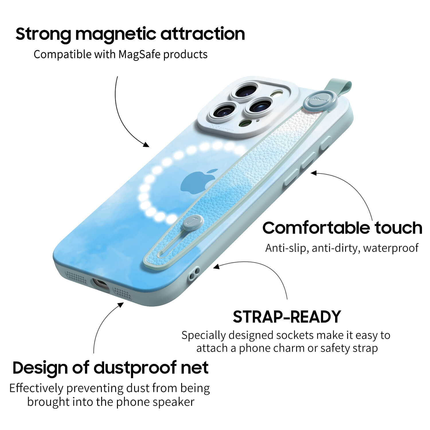 Watercolor Blue | iPhone Series Multifunctional Wristband Case