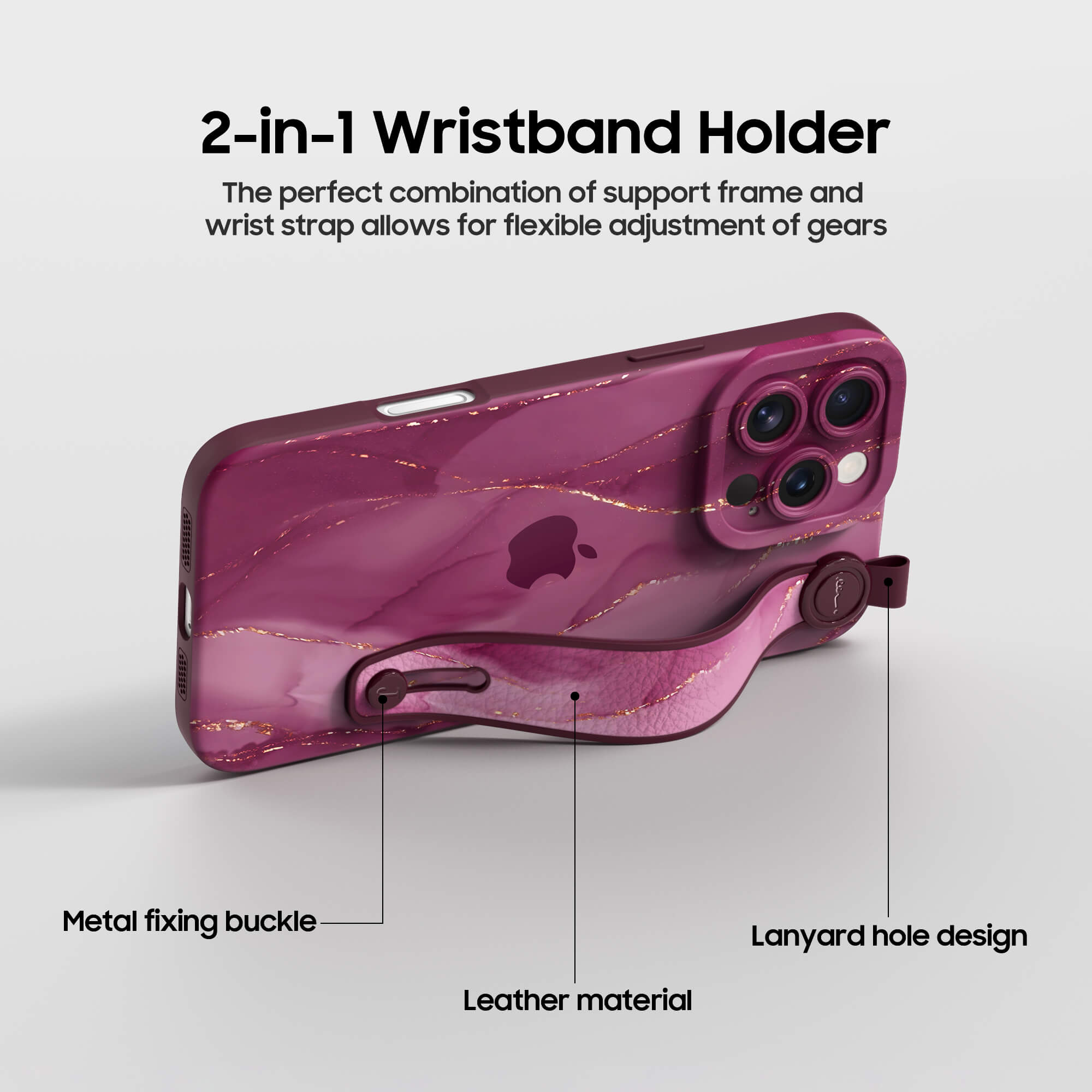 Agate Rose Gold | iPhone Series Multifunctional Wristband Case