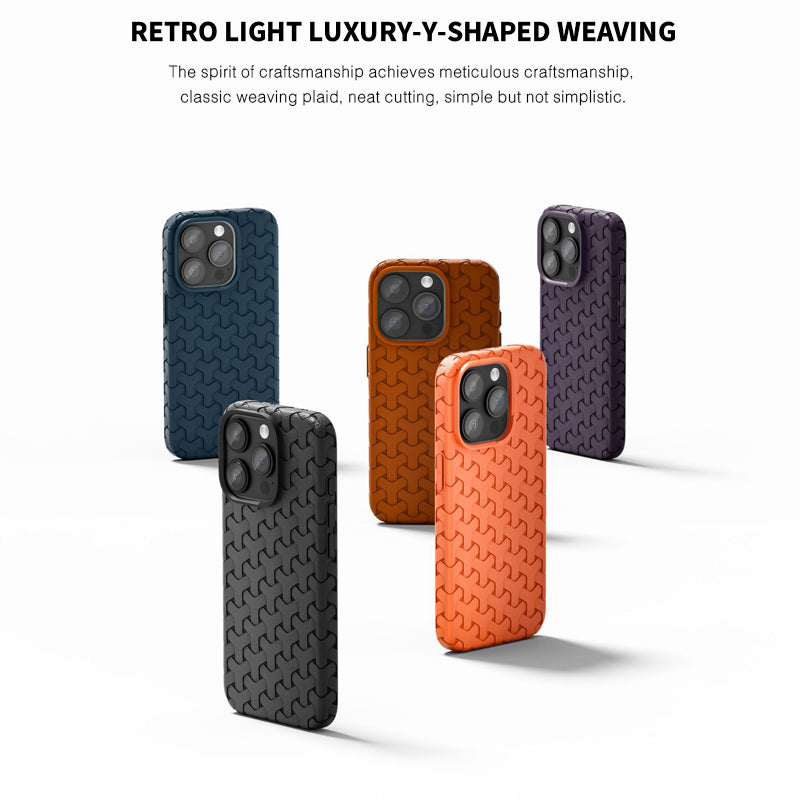 Orange | iPhone Y-Shaped Leather Woven Case