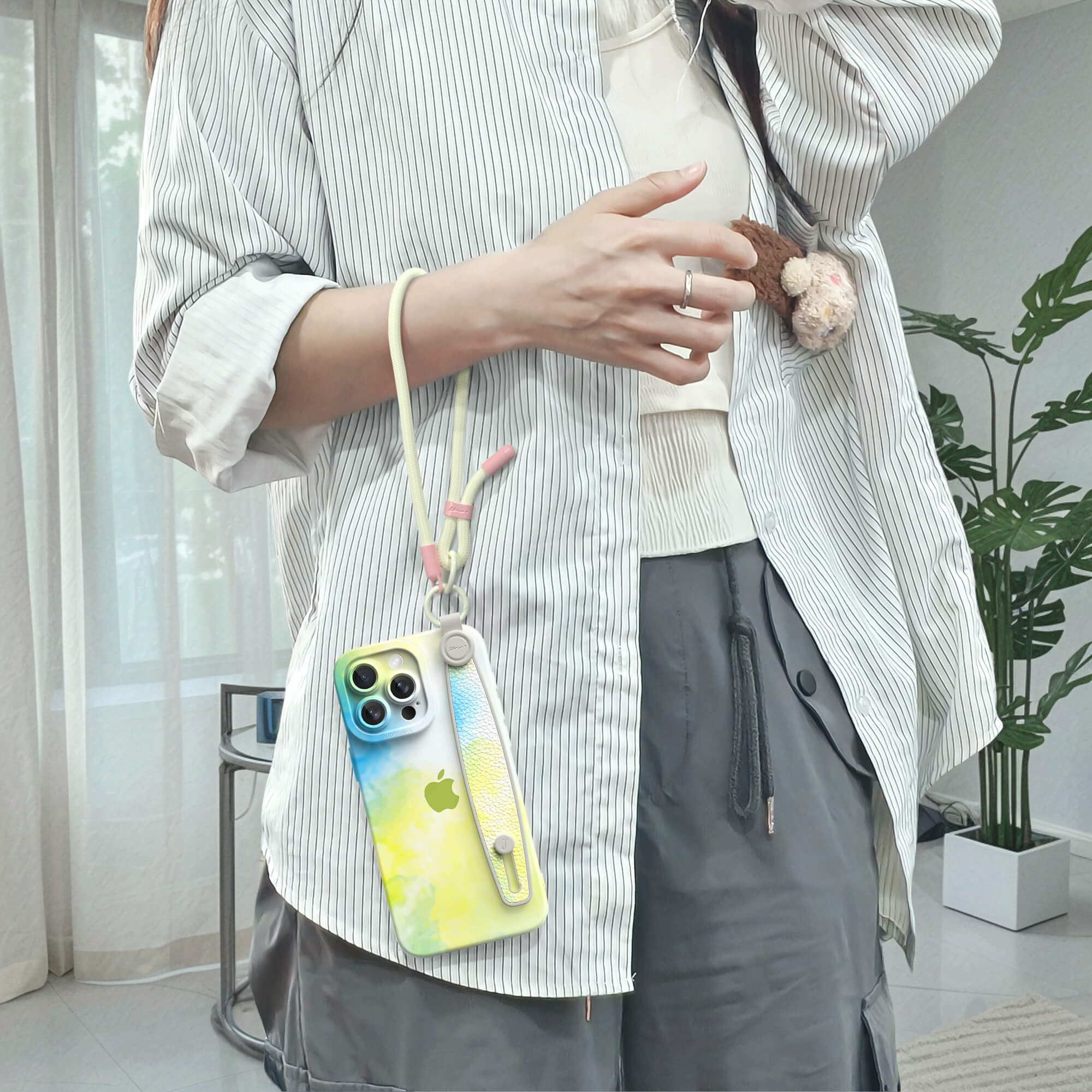 Yellow Blue | iPhone Series Multifunctional Wristband Case