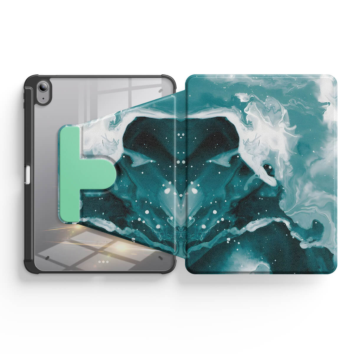 Green Wave Jade | iPad Series Snap 360° Stand Impact Resistant Case