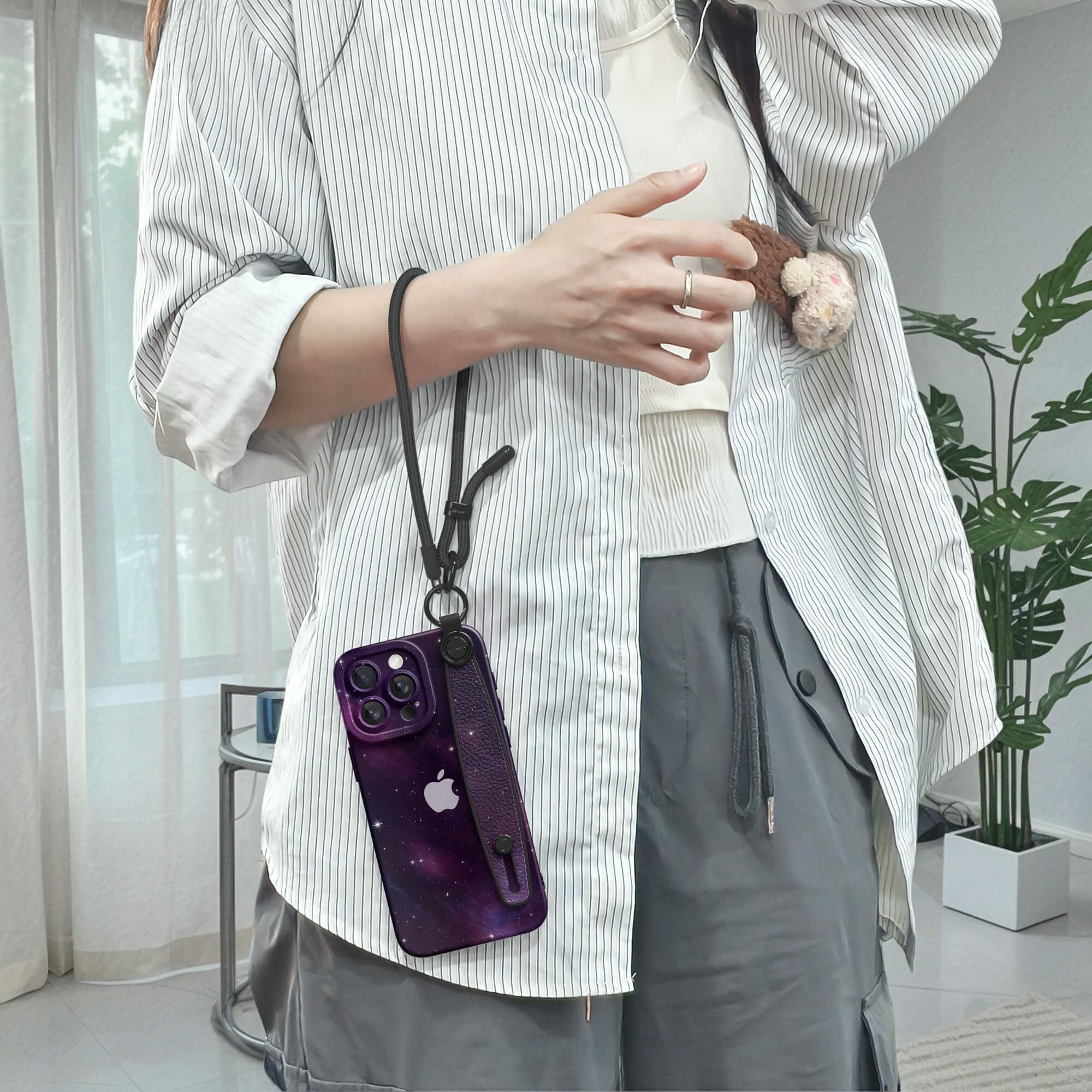 Purple Black | iPhone Series Multifunctional Wristband Case