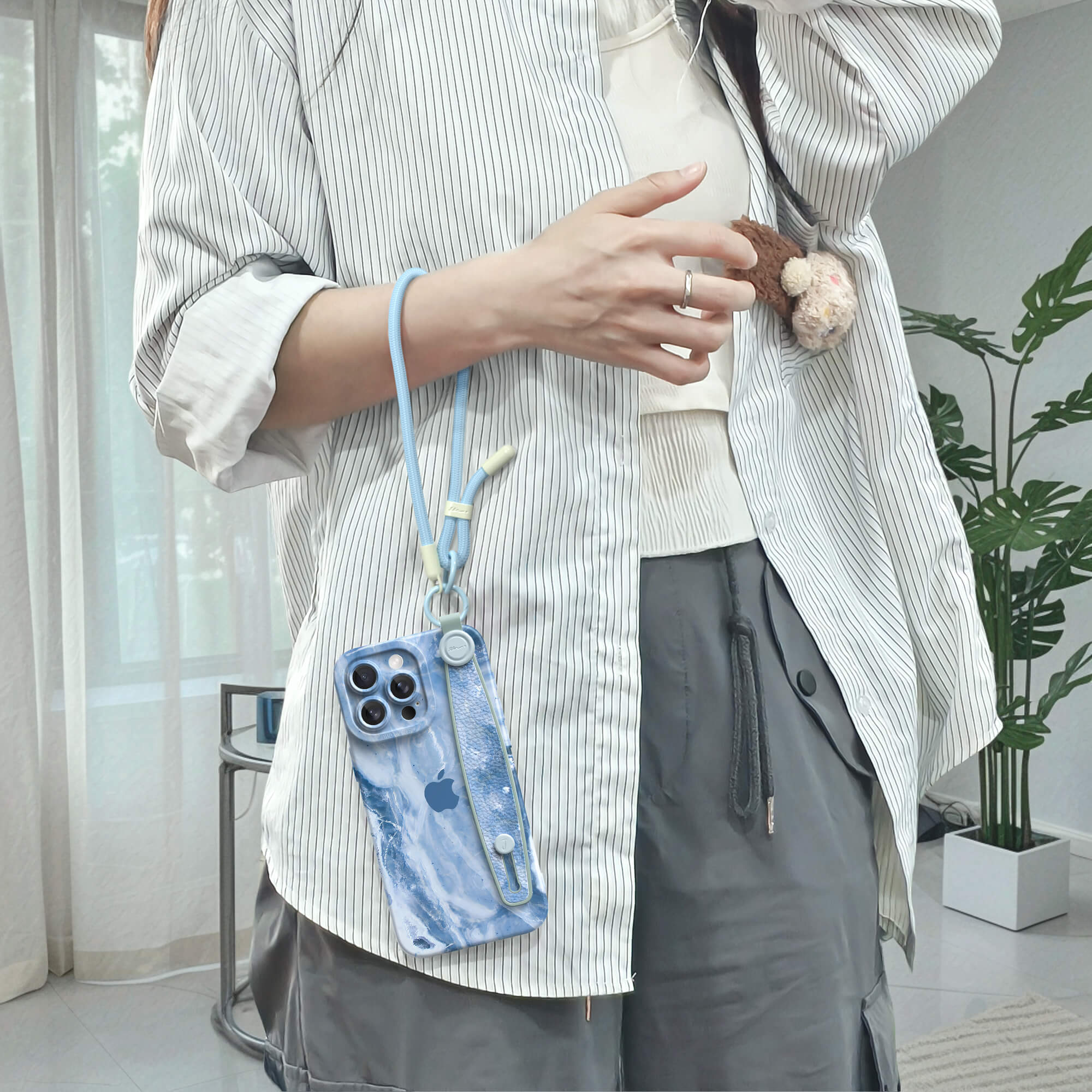 Blue Gray Jade | iPhone Series Multifunctional Wristband Case