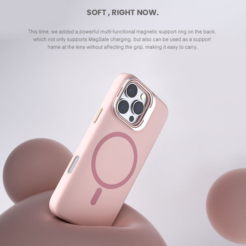 Pink | iPhone Lens Bracket Liquid Silicone Case