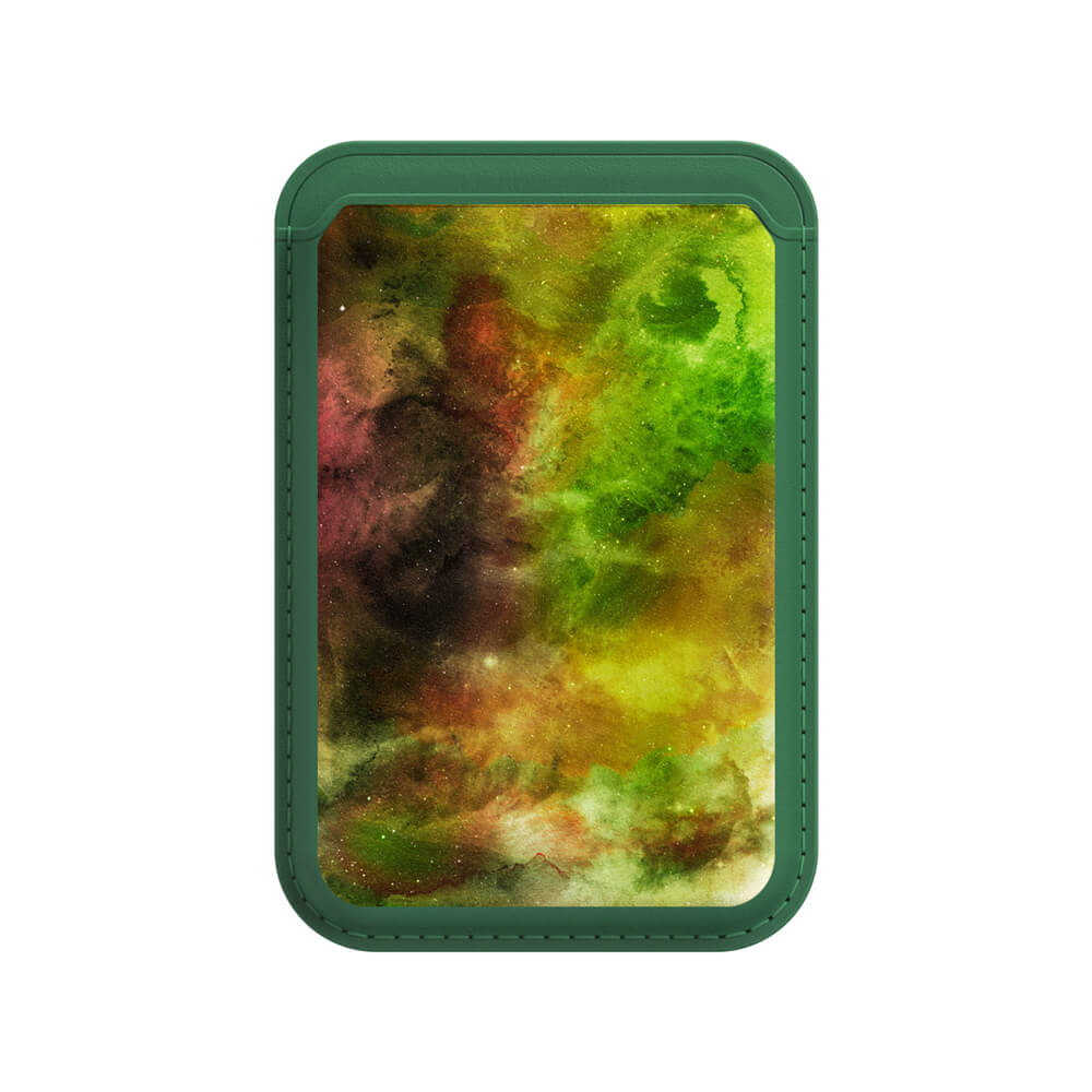 Yellow-Green Nebula | Leather Wallet with MagSafe