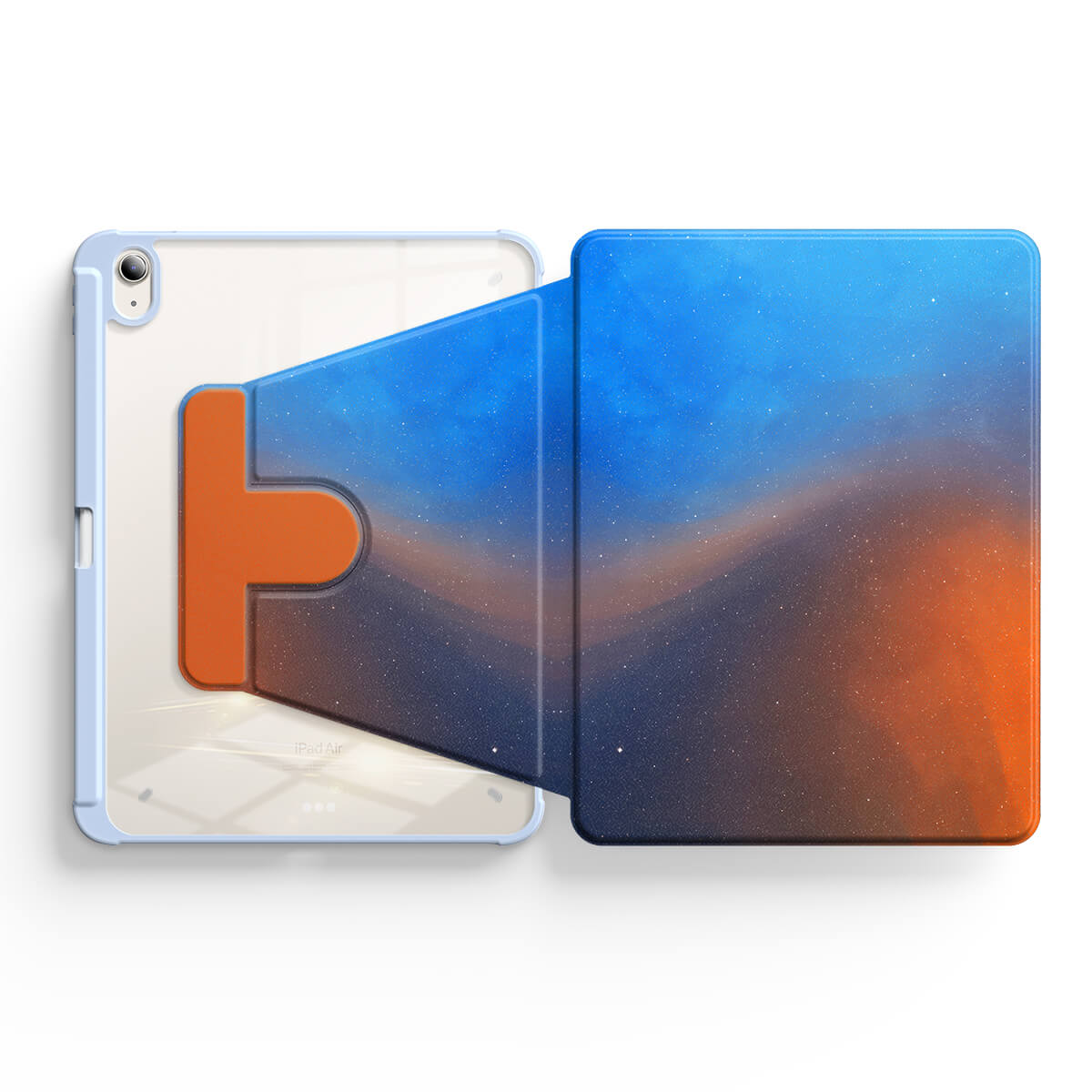 Polar-Blue to Orange | iPad Series Snap 360° Stand Impact Resistant Case