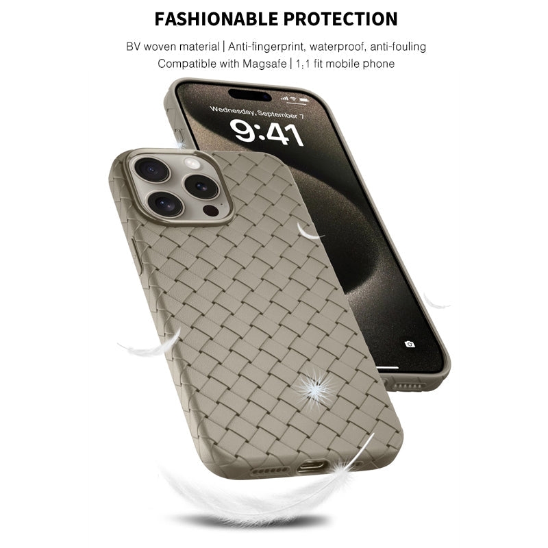 Titanium Gray | iPhone Leather Woven Magsafe Case