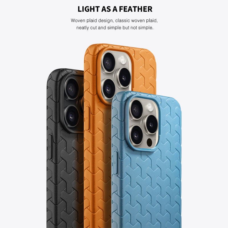 Orange | iPhone Y-Shaped Leather Woven Case