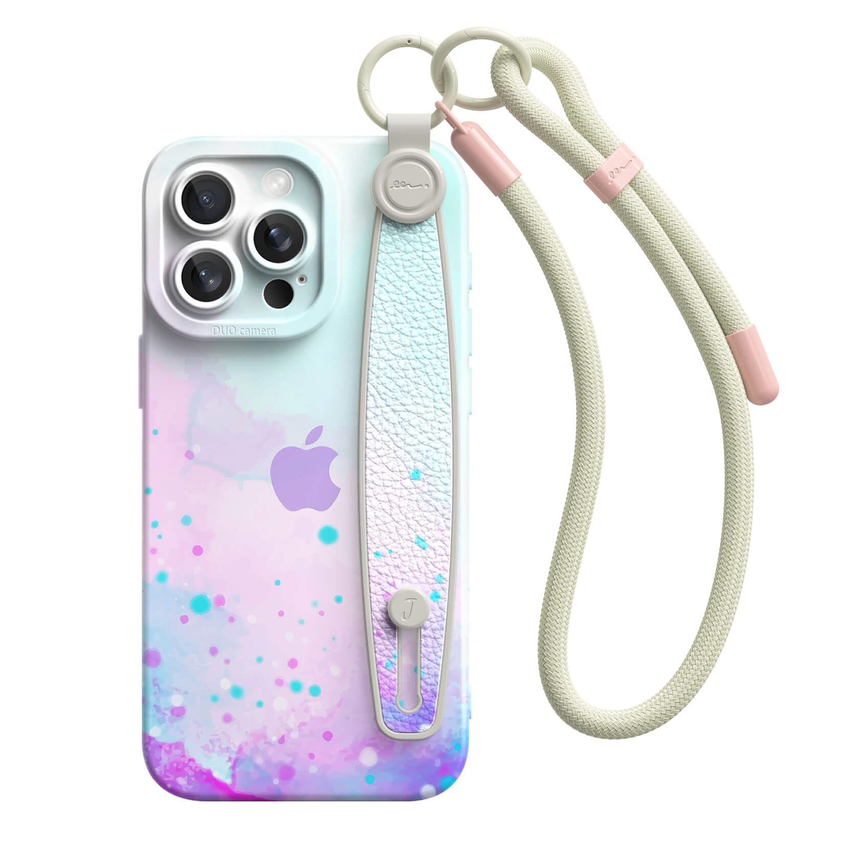 Watercolor Pink Blue | iPhone Series Multifunctional Wristband Case