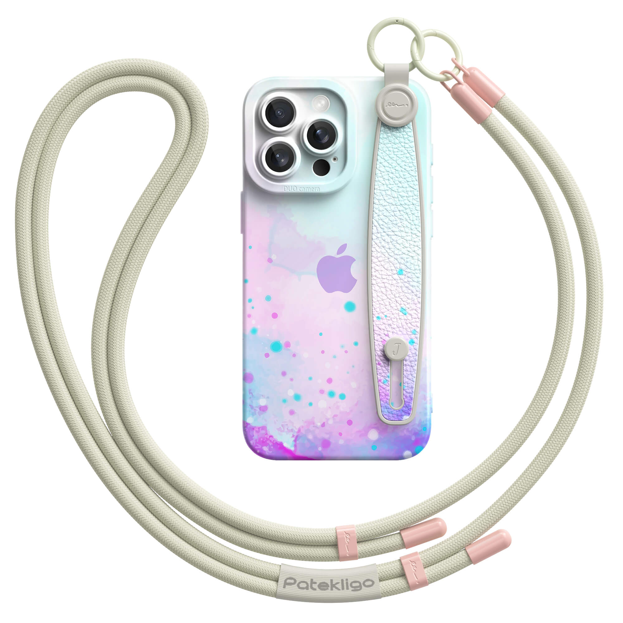 Watercolor Pink Blue | iPhone Series Multifunctional Wristband Case