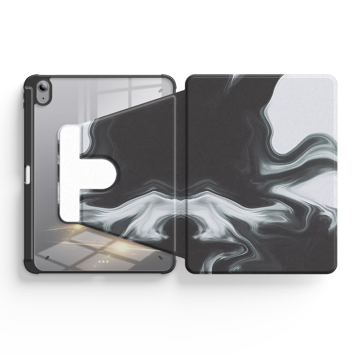 White Black | iPad Series Snap 360° Stand Impact Resistant Case