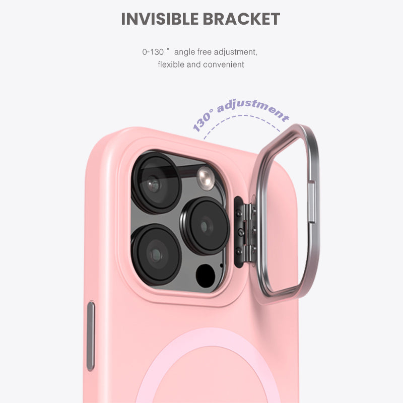 Pink | iPhone Lens Bracket Liquid Silicone Case