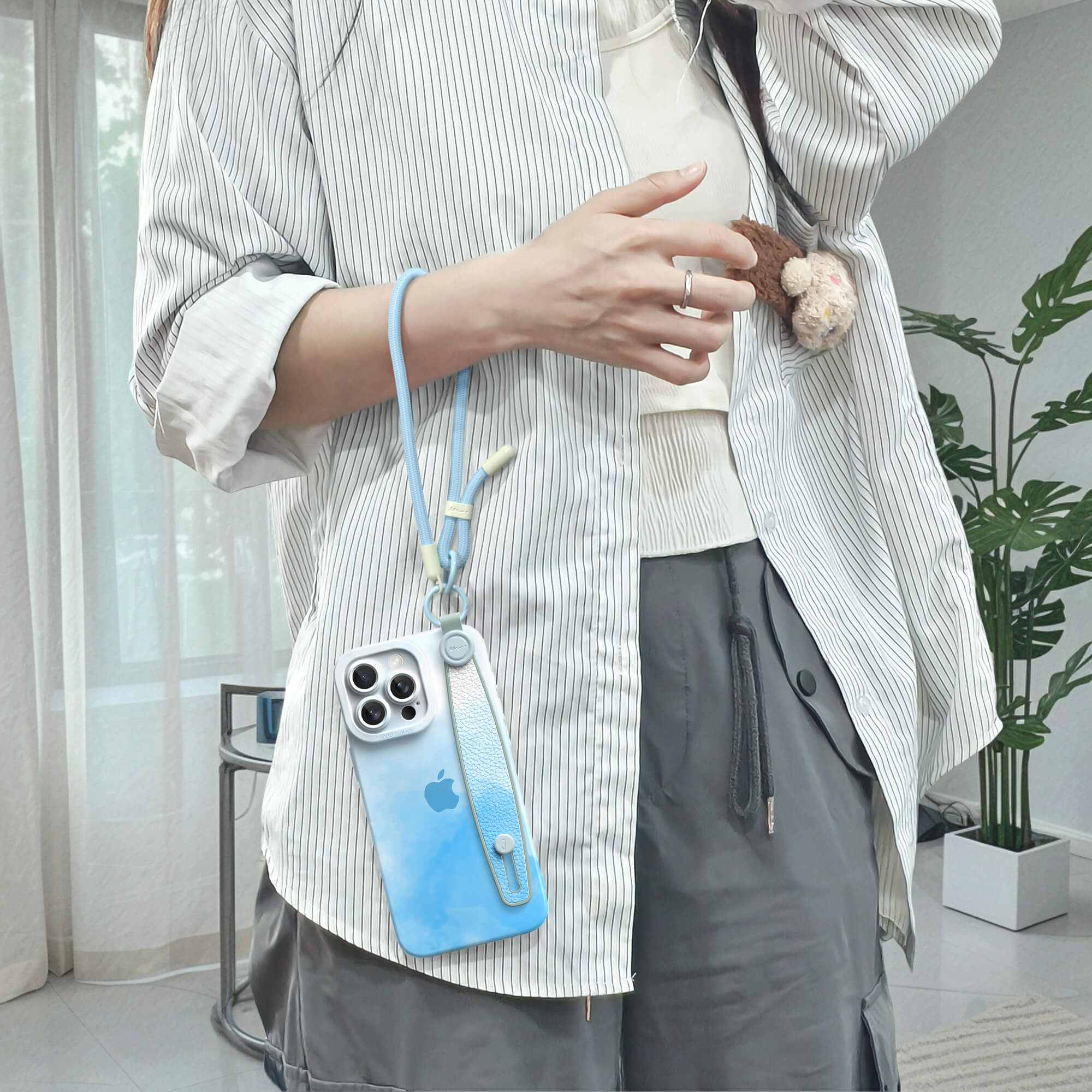 Watercolor Blue | iPhone Series Multifunctional Wristband Case