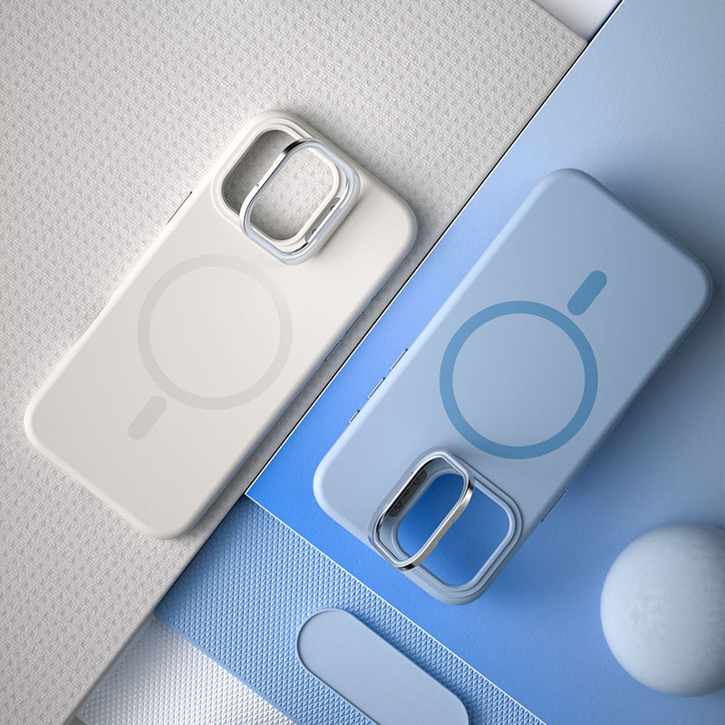 White | iPhone Lens Bracket Liquid Silicone Case