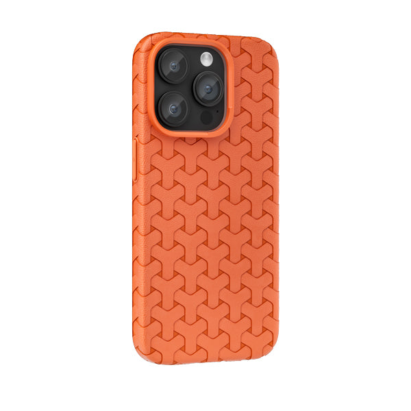 Orange | iPhone Y-Shaped Leather Woven Case