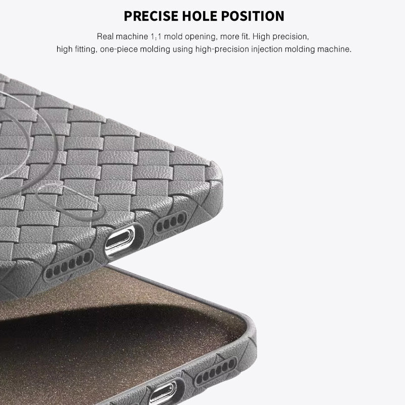 Titanium Gray | iPhone Leather Woven Magsafe Case