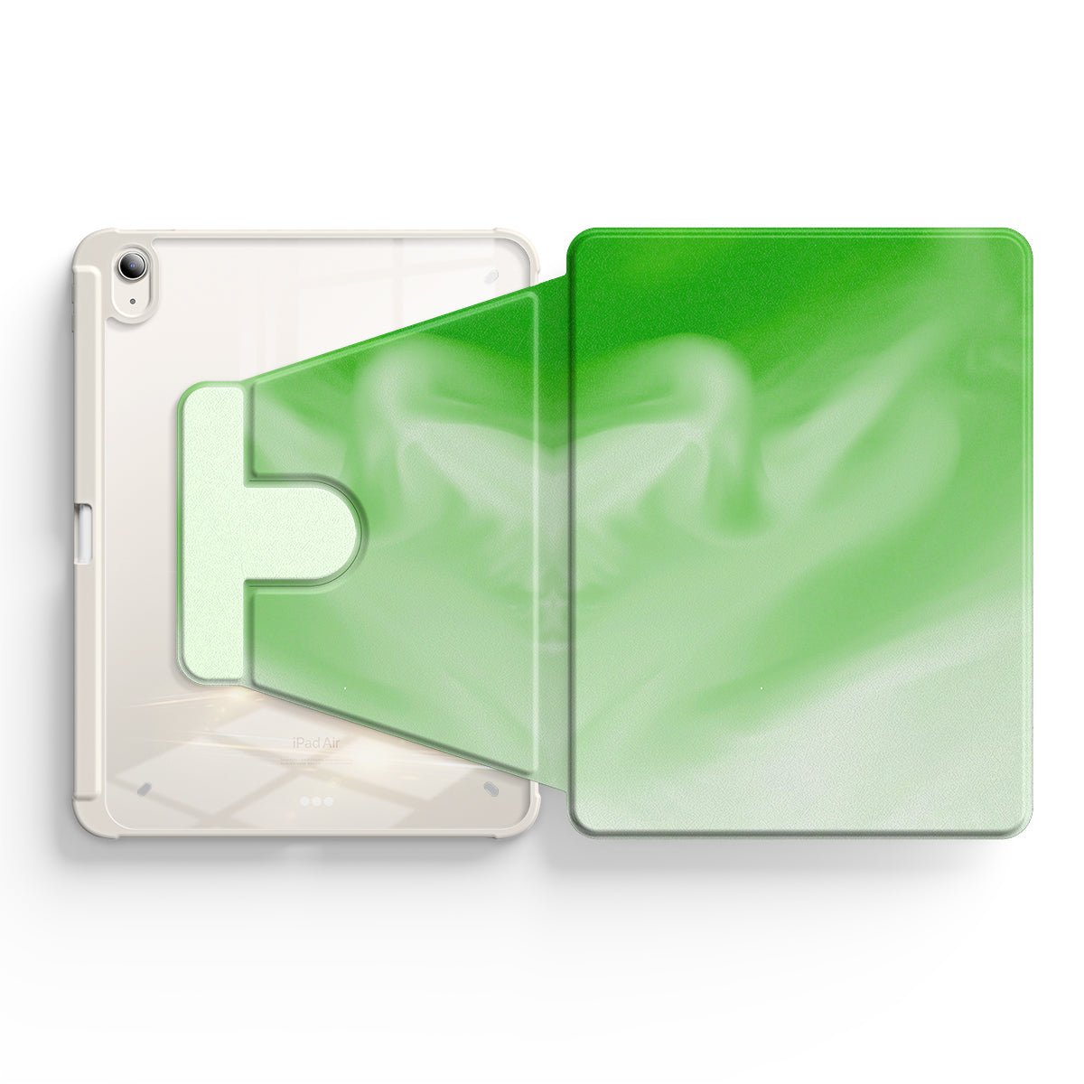 Green and White | iPad Series Snap 360° Stand Impact Resistant Case