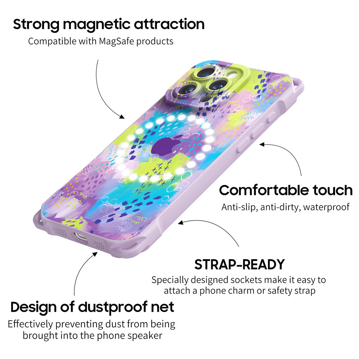 Fluttering-Lavender | iPhone Series Ultra Impact Resistant Protective Case