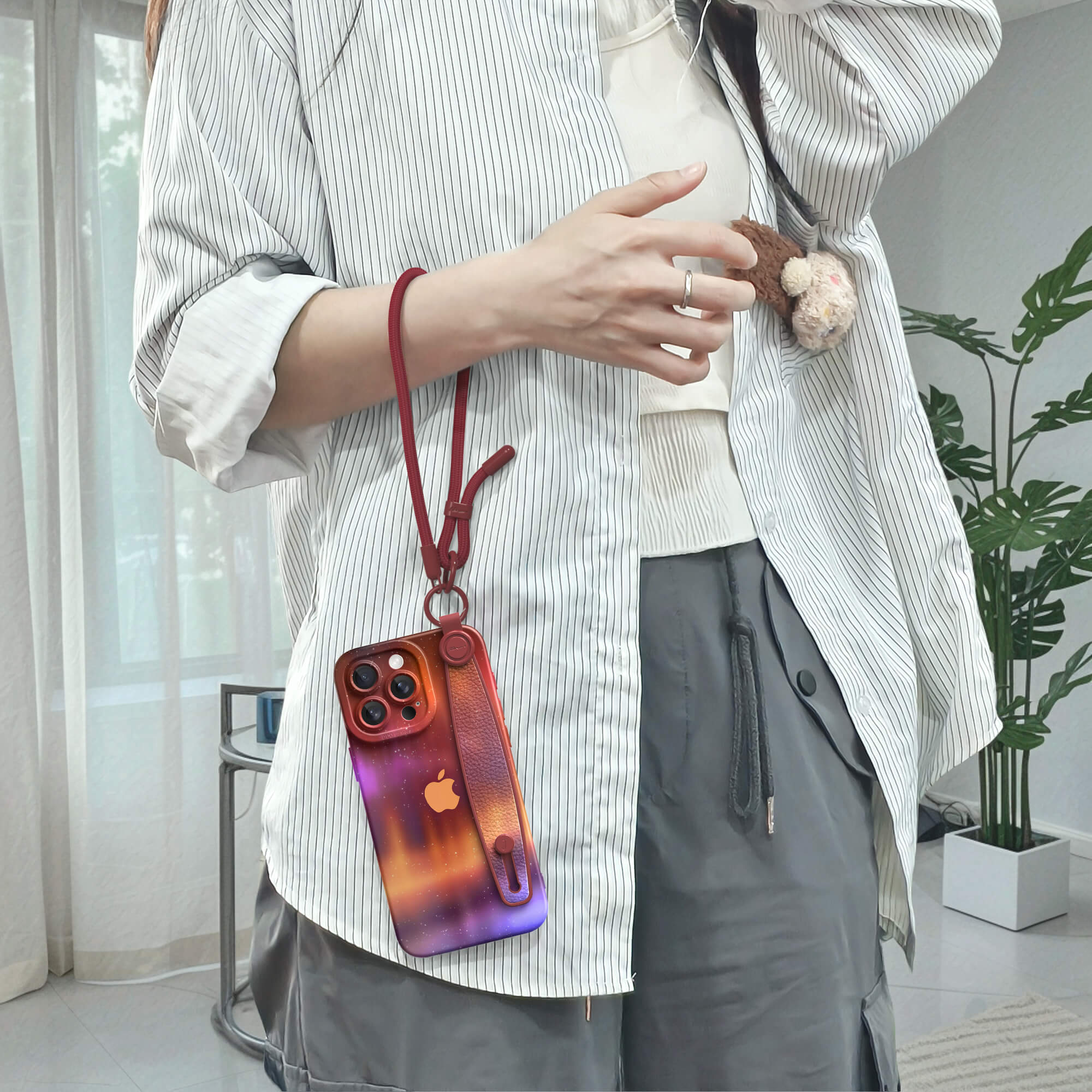 Optical Magnetic-Orange Purple | iPhone Series Multifunctional Wristband Case